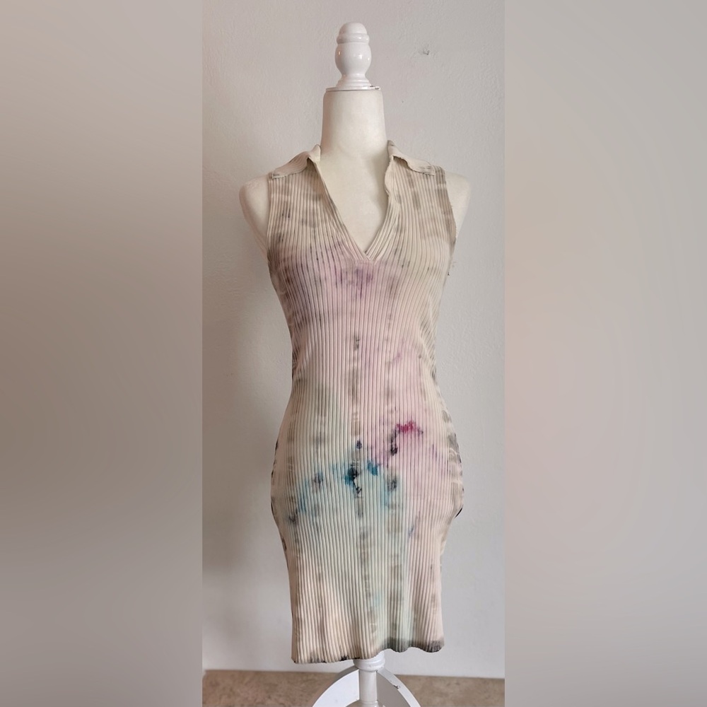 COTTON CITIZEN Ribbed Tie Dye Mini Bodycon Dress